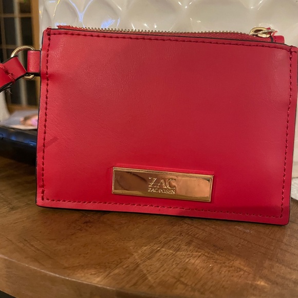 ZAC Zac Posen Chili Red Earthette wallet wristlet. Bow strap. 100% leather. - Picture 8 of 8